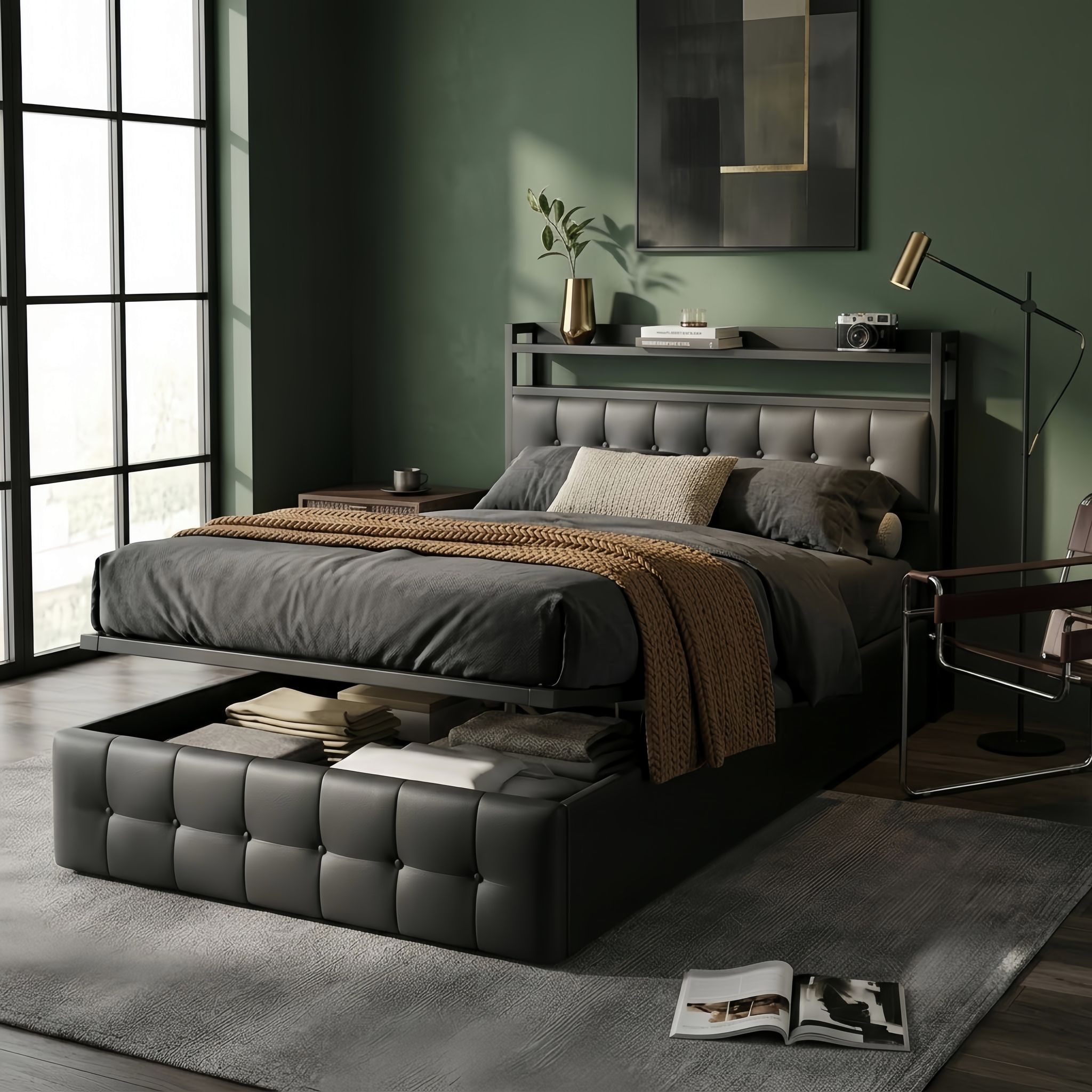 Lit Simple 90x200 Avec Coffre De Rangement