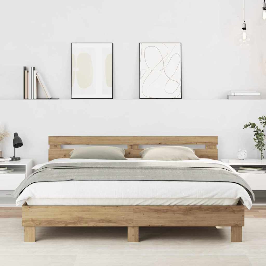 Cadre De Lit Chêne Artisanal 180 X 200 Cm Bois D'Ingénierie Vidaxl