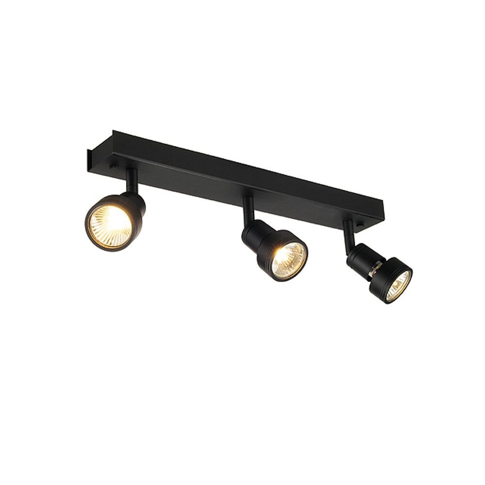 Plafonnier Puri Noir Mat Triple Gu10 Max. 3x50w Anneau Déco Inclus