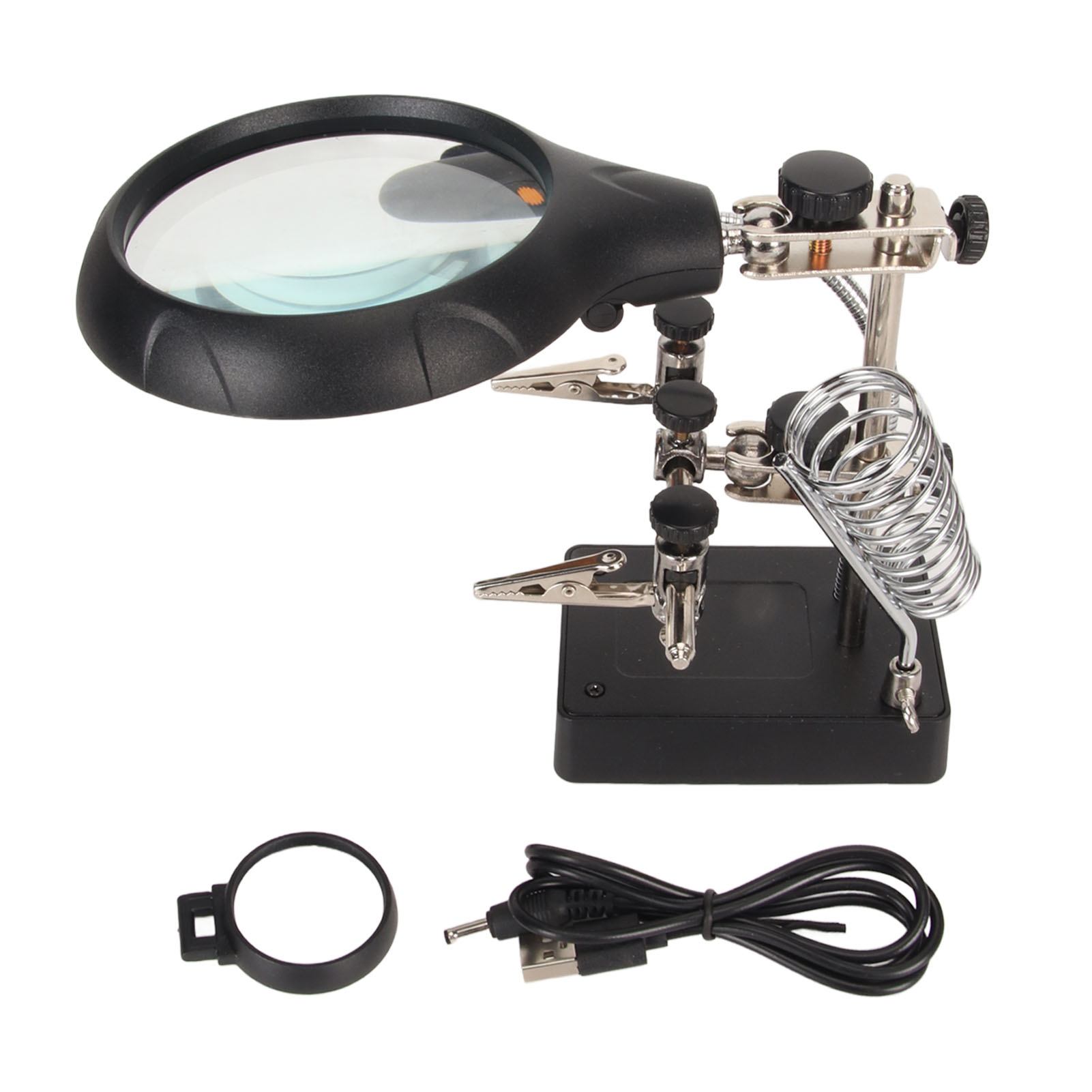 Loupe de bureau LED à éclairage réglable, grossissement 3x 5x 8x, alimentation USB