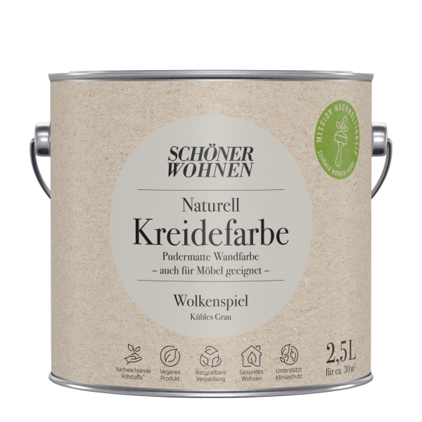 Schoner Wohnen - Schöner Wohnen Naturell Kreidefarbe 2,5 Ltr. Wolkenspiel Kühles Grau