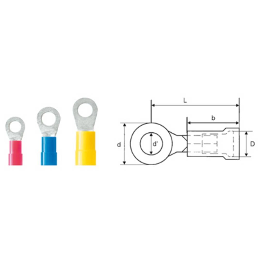 Weidmuller - Weidmüller 9200110000 Capocorda Ad Anello Sezione Max=1.50 Mm² Ø Foro=6.4 Mm Parzialmente Isolato Rosso 100 Pz.