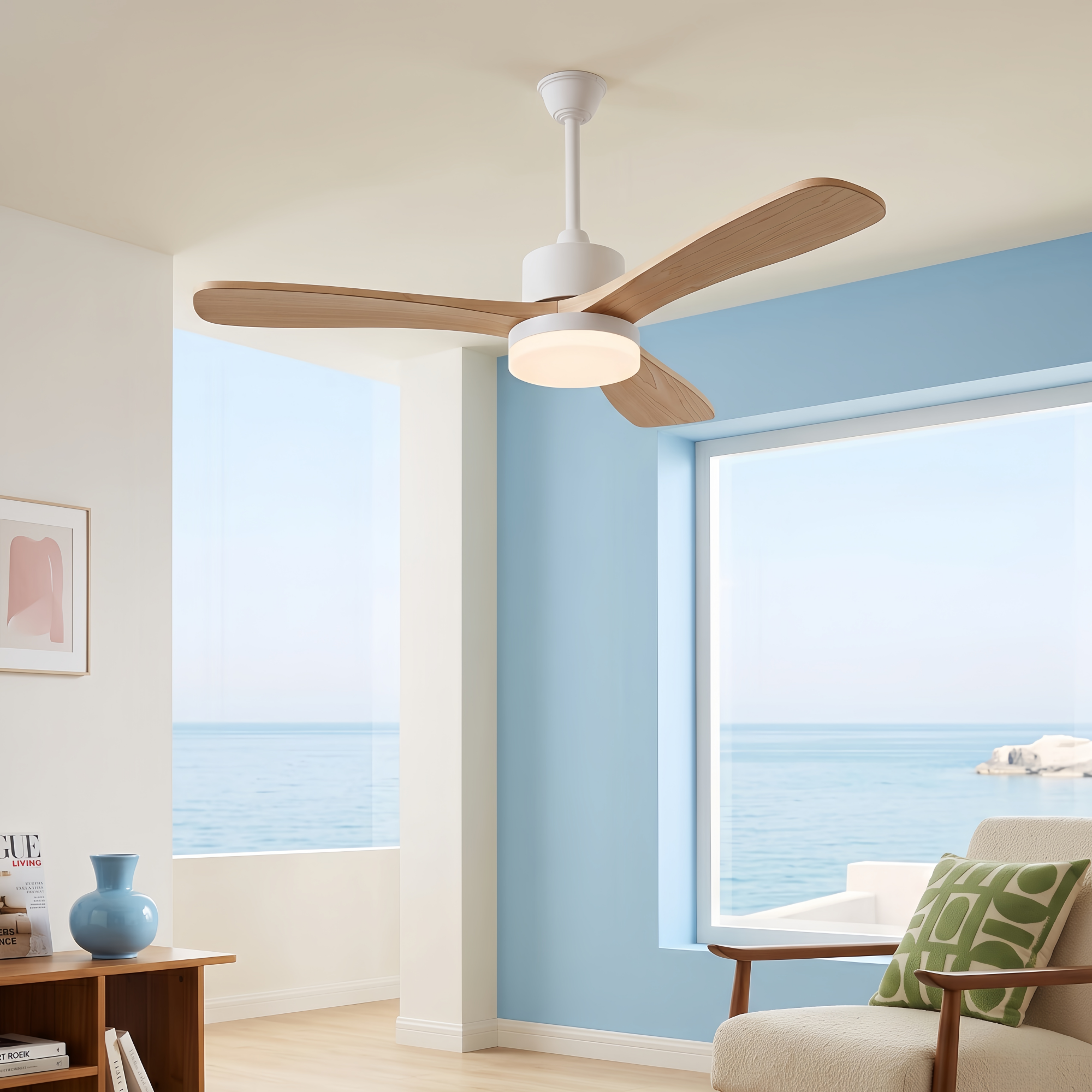 Ventilateur De Plafond 106cm Bois Avec Lampe Led