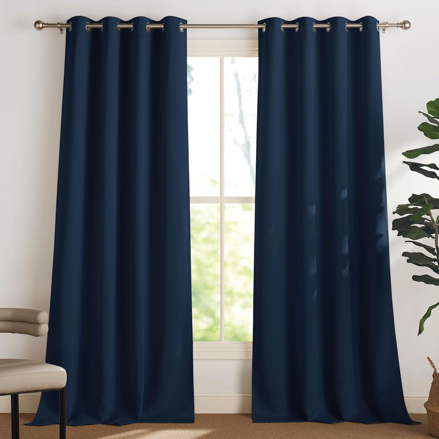 Amxcnoy Lot De 2 Rideaux Occultants Thermiques À Oeillets 140x220 Cm