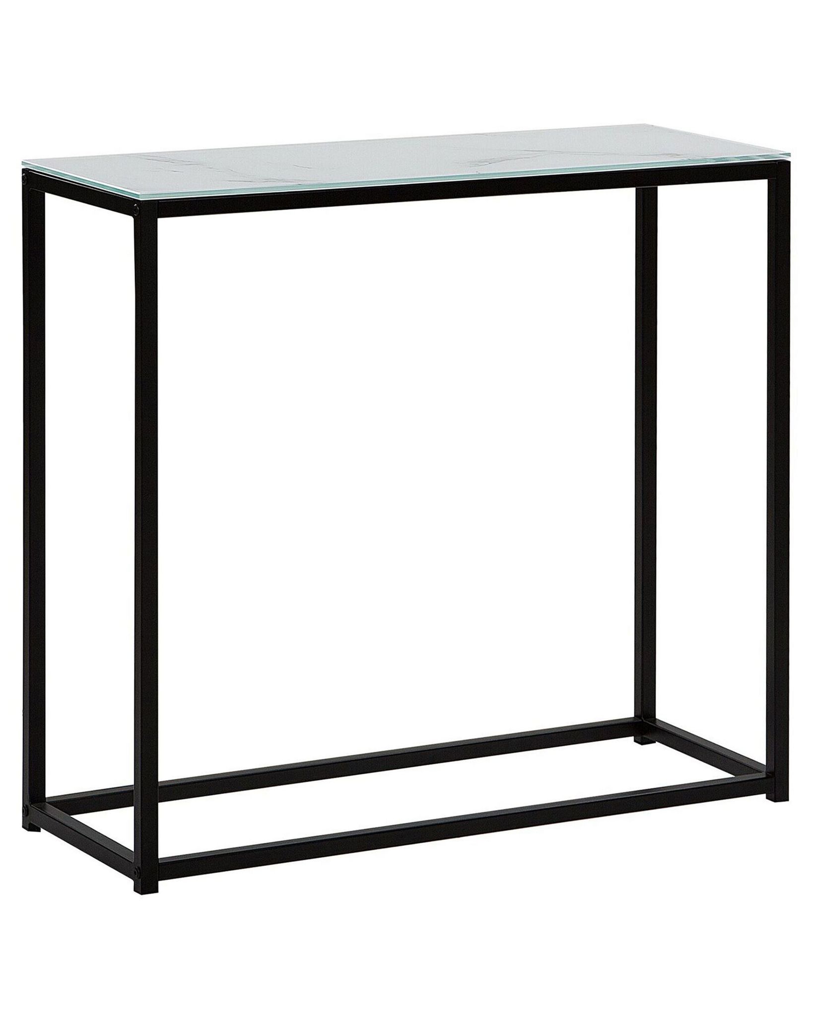 Table Console Avec Plateau En Verre Effet Marbre Et Structure En Métal