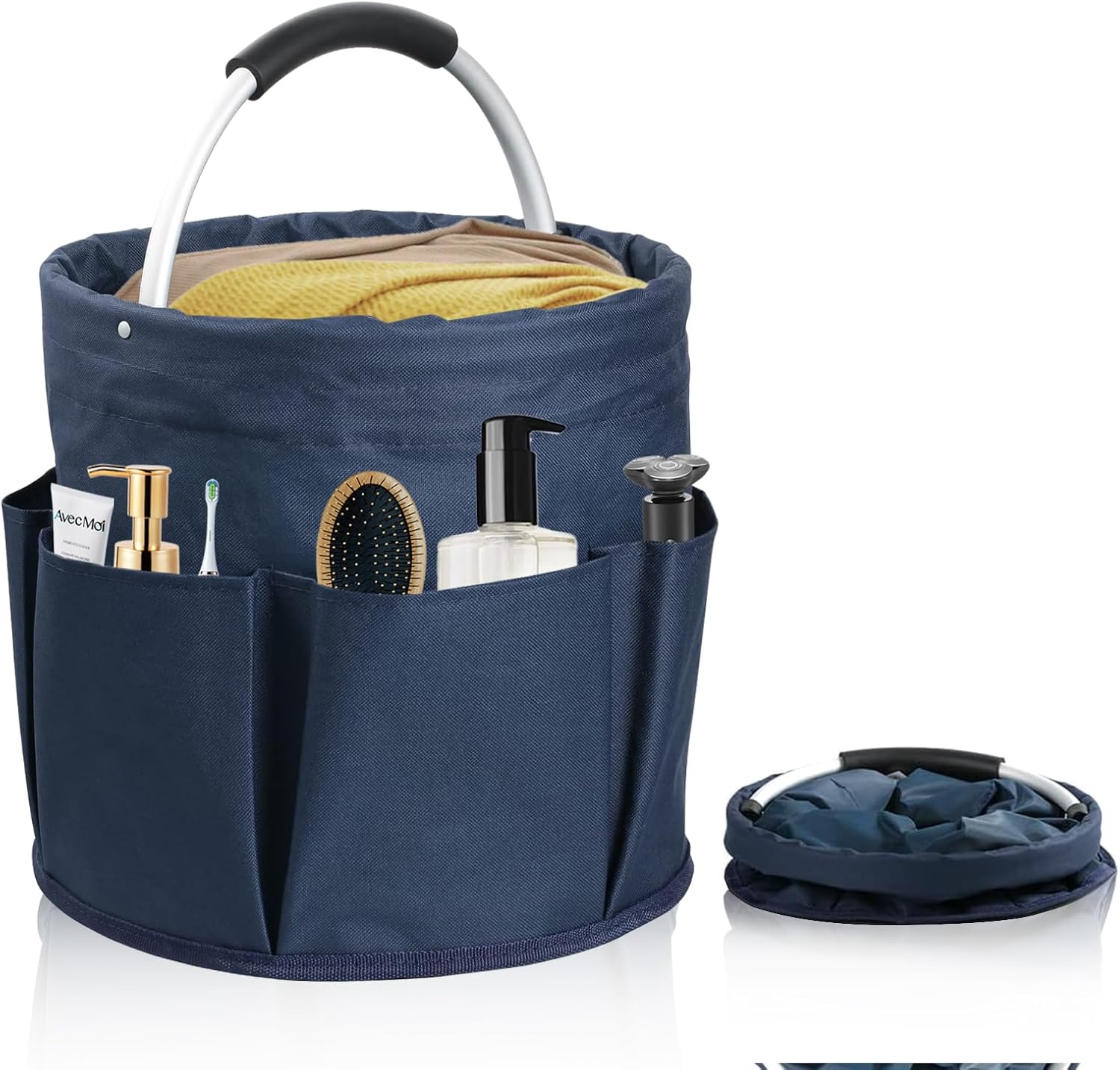 Panier à outils en tissu Oxford 600D imperméable, 6 poches latérales, poignée EVA, 28 x 28 cm, bleu marine