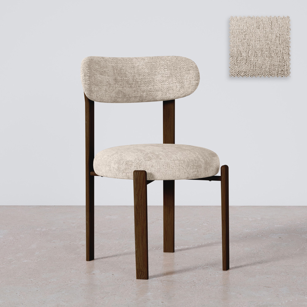 Chaise De Salle À Manger Rembourrée En Chenille – Pieds Effet Bois