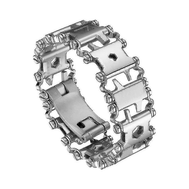 Bracelet porte-outils multifonctions en acier inoxydable, 29 outils, 10 maillons