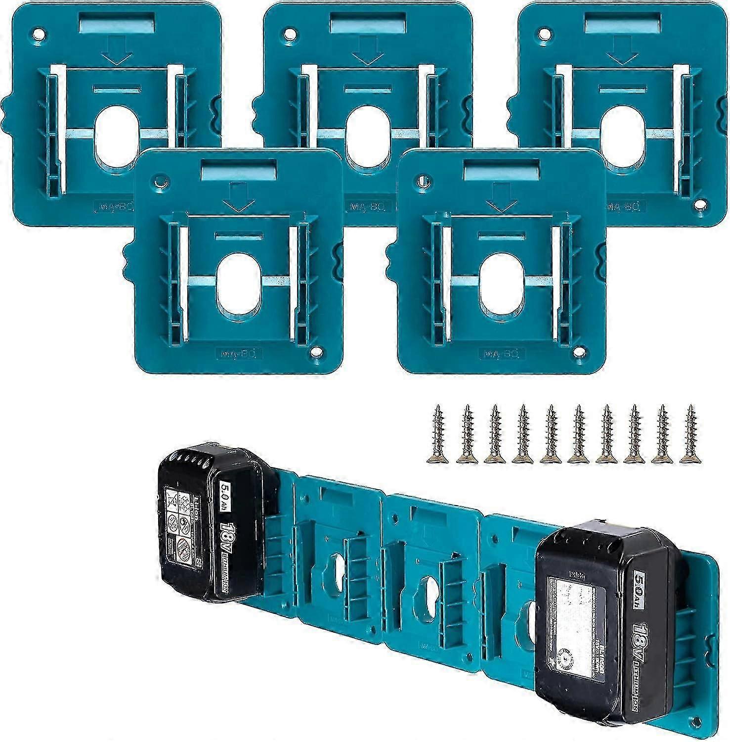 Support mural pour batteries Makita 18 V, plastique ABS, lot de 5, 10 vis incluses