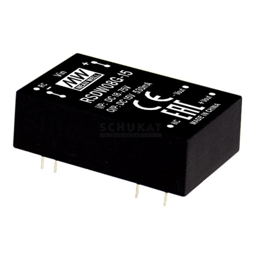 Mean Well - Rddw08g-05 Dc/Dc-Wandlermodul 800 Ma 8 W Anzahl Ausgänge: 2 X Inhalt 1 St. 4021087048675