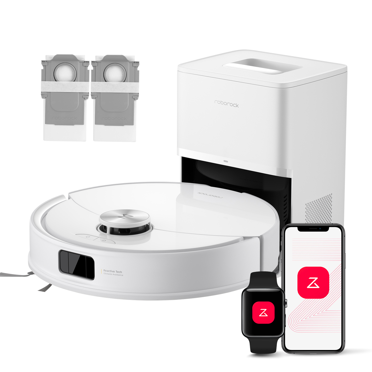 Roborock Weiß Q10 S5+ Set Saugroboter Mit Wischfunktion, 10.000 Pa Hyperforce Saugkraft, Dual Anti-Tangle System, Auto Lifting Mopping, Ideal Für Tierhaare, Teppiche, Hartböden Set
