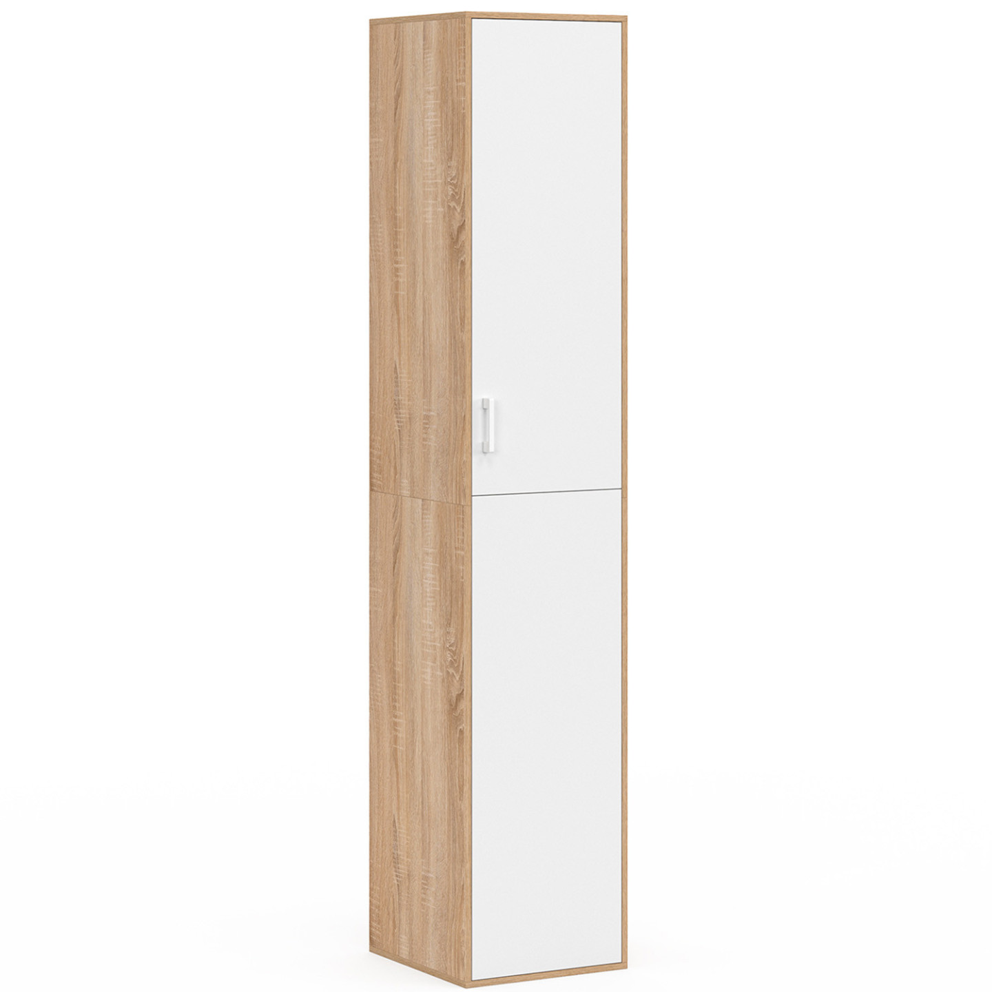 Idmarket – Armoire De Bureau 180 Cm Blanc Et Bois – 1 Porte 177.5 Cm