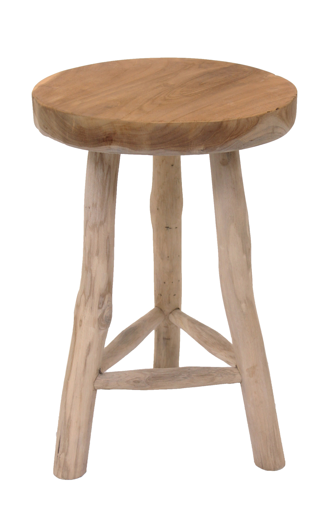 Spetebo - Tabouret Fleur En Teck À 3 Pieds - Ø 30 Cm - Support Pour Plantes En Bois Massif