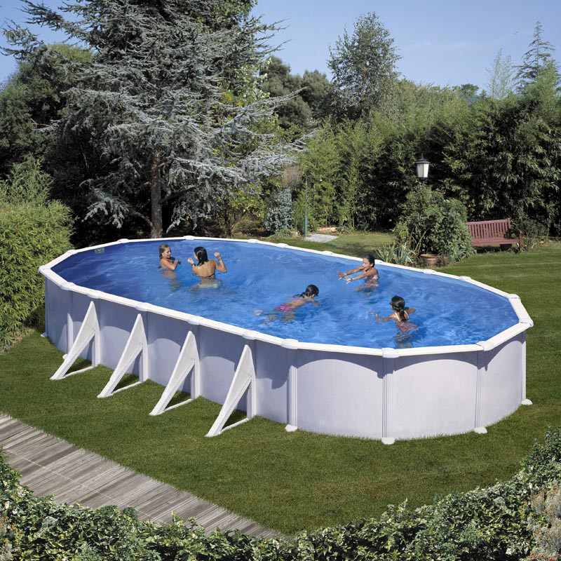 GRE Stahlwandpool-Set 'Atlantis' 744 x 575 x 132 cm mit Sicherheitsleiter und Sandfilteranlage