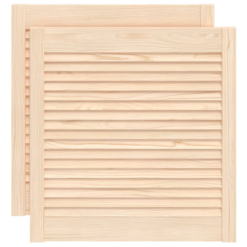 Cabinet Doors Louvred Design 2 Pcs 61.5x59.4 Cm Solid Wood Pine Vidaxl
