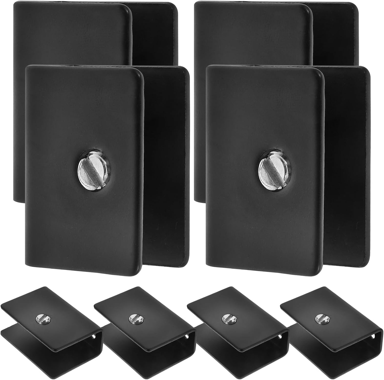 Pinces à verre en U pour miroir sans cadre, acier inoxydable noir, lot de 8