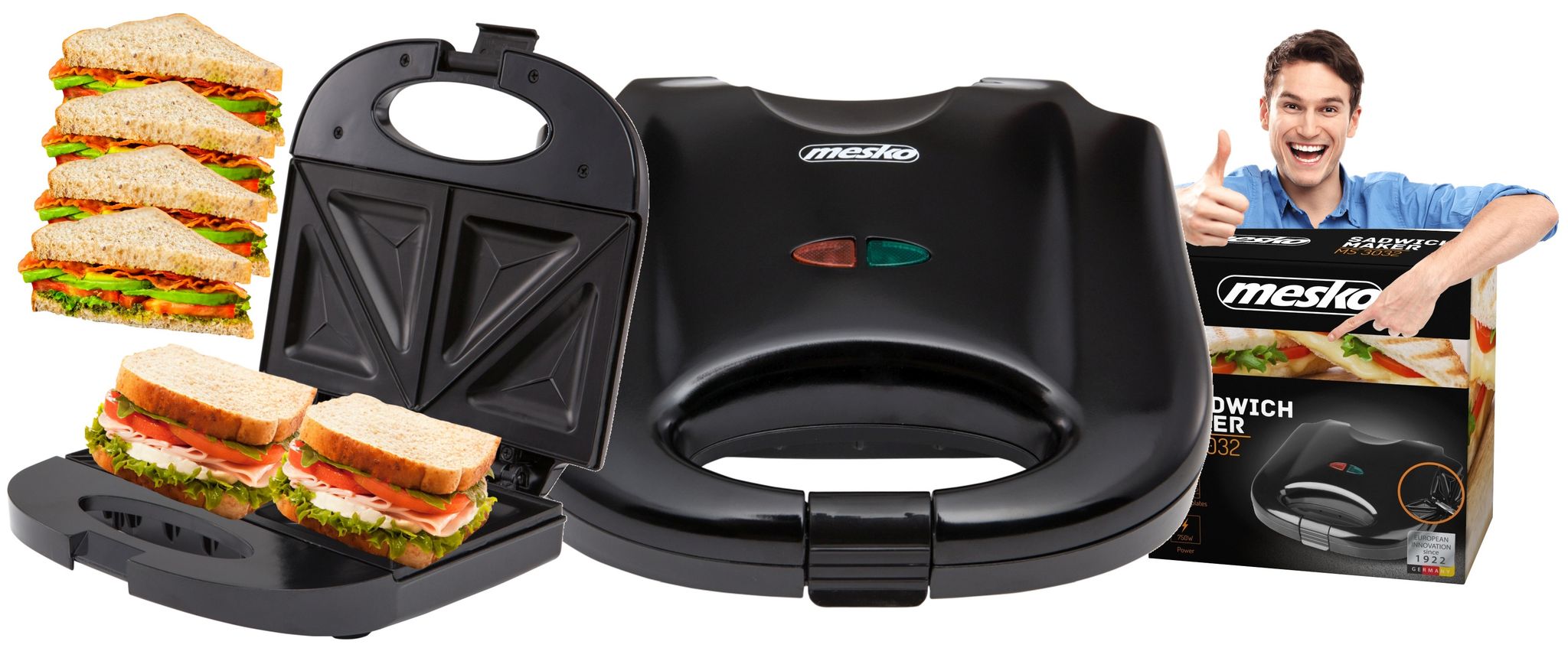 Toaster Sandwich Mesko mit 750W Leistung von Adler MS 3032, Mehrfarbig - Bild 5
