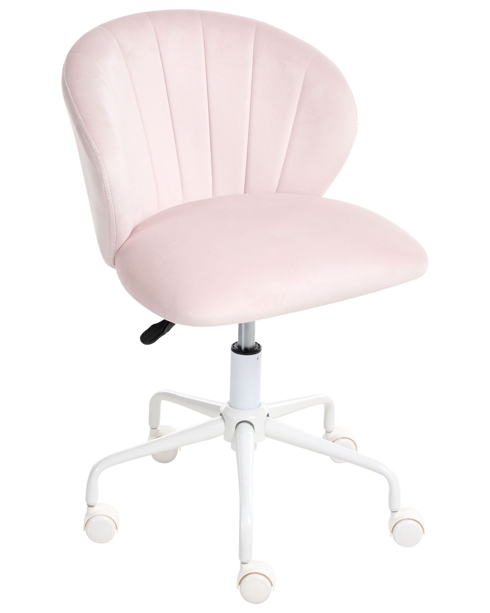 Chaise De Bureau Pivotante À Hauteur Réglable Avec Dossier Coquille En Velours Rose Pastel Cheerful