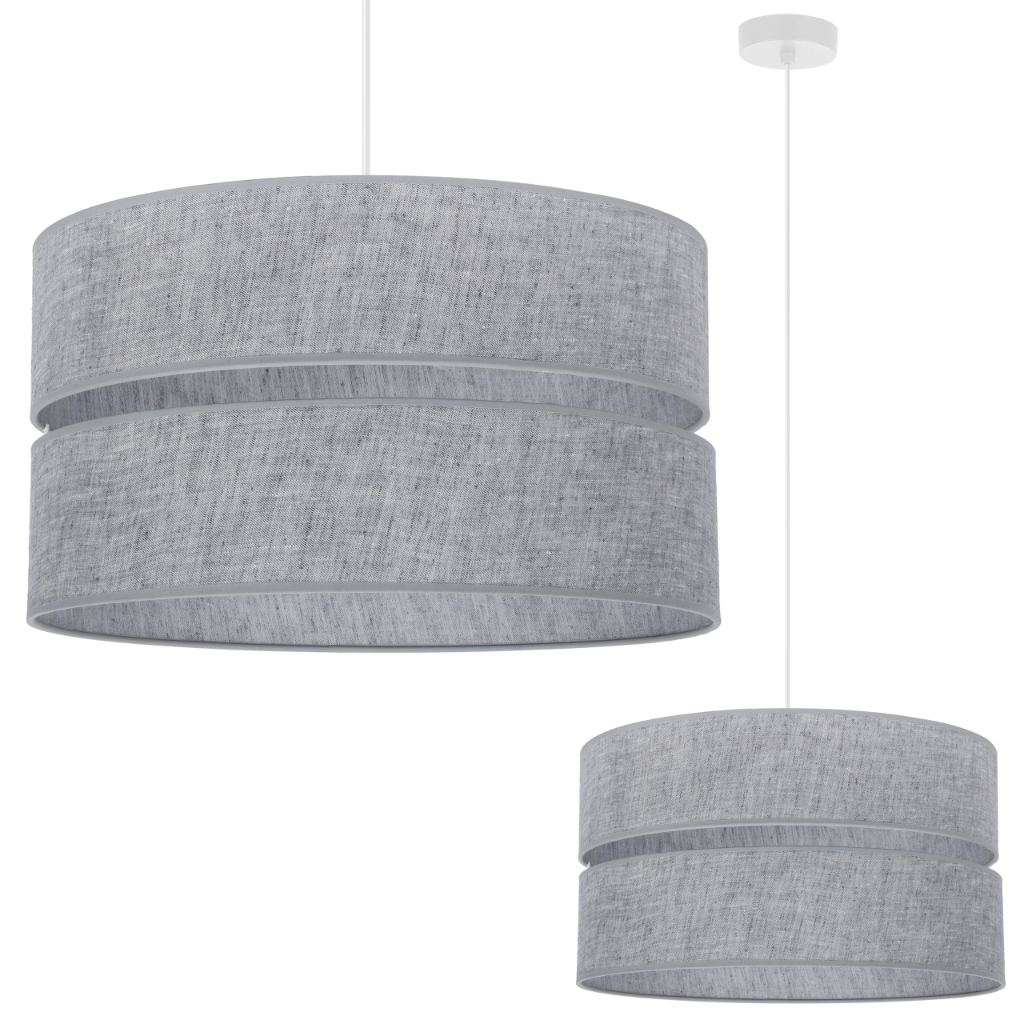 Suspension Lin Duo Blanc 1-abat-jour Platine Gris L04 40cm
