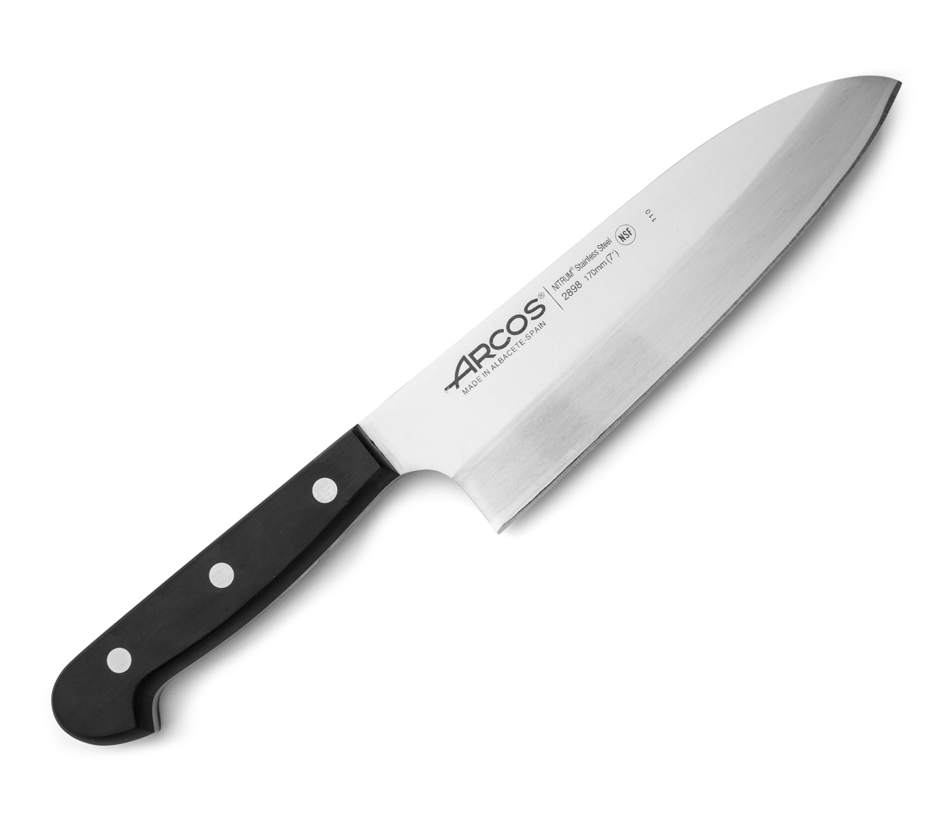 Arcos Schwarz Deba-Messer Universal 289804 Aus Nitrumstahl, Mit Mango Aus Polyoxymethylen Und 17 Cm Klinge Im Koffer