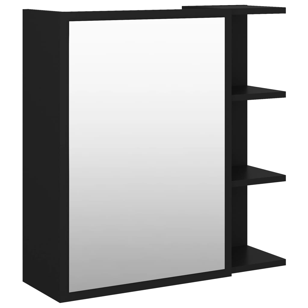 Armoire À Miroir De Salle De Bain Noir Bois D’ingénierie