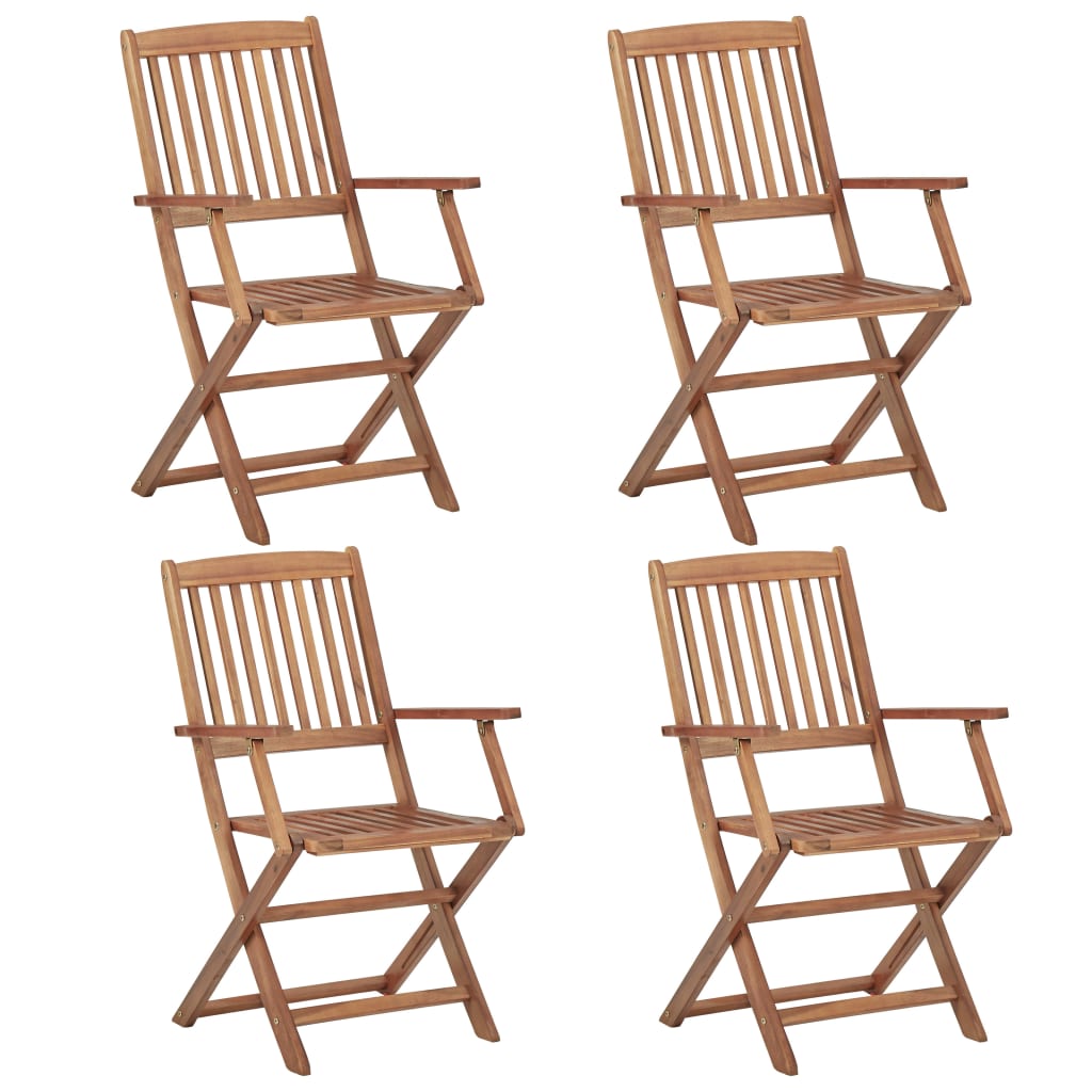 Vidaxl Chaises Pliantes 4 Pièces En Bois D'Acacia Massif