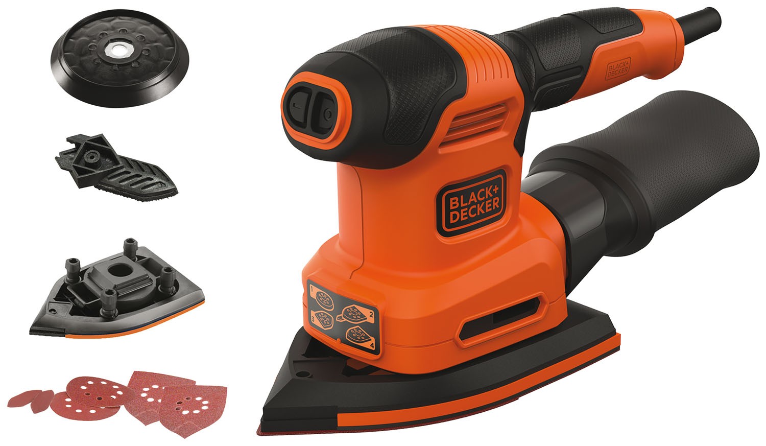 Black & Decker Schwarz/Orange Schleifmaschine + Poliermaschine, Multischleifer 4In1 Bew200 - Bild 4