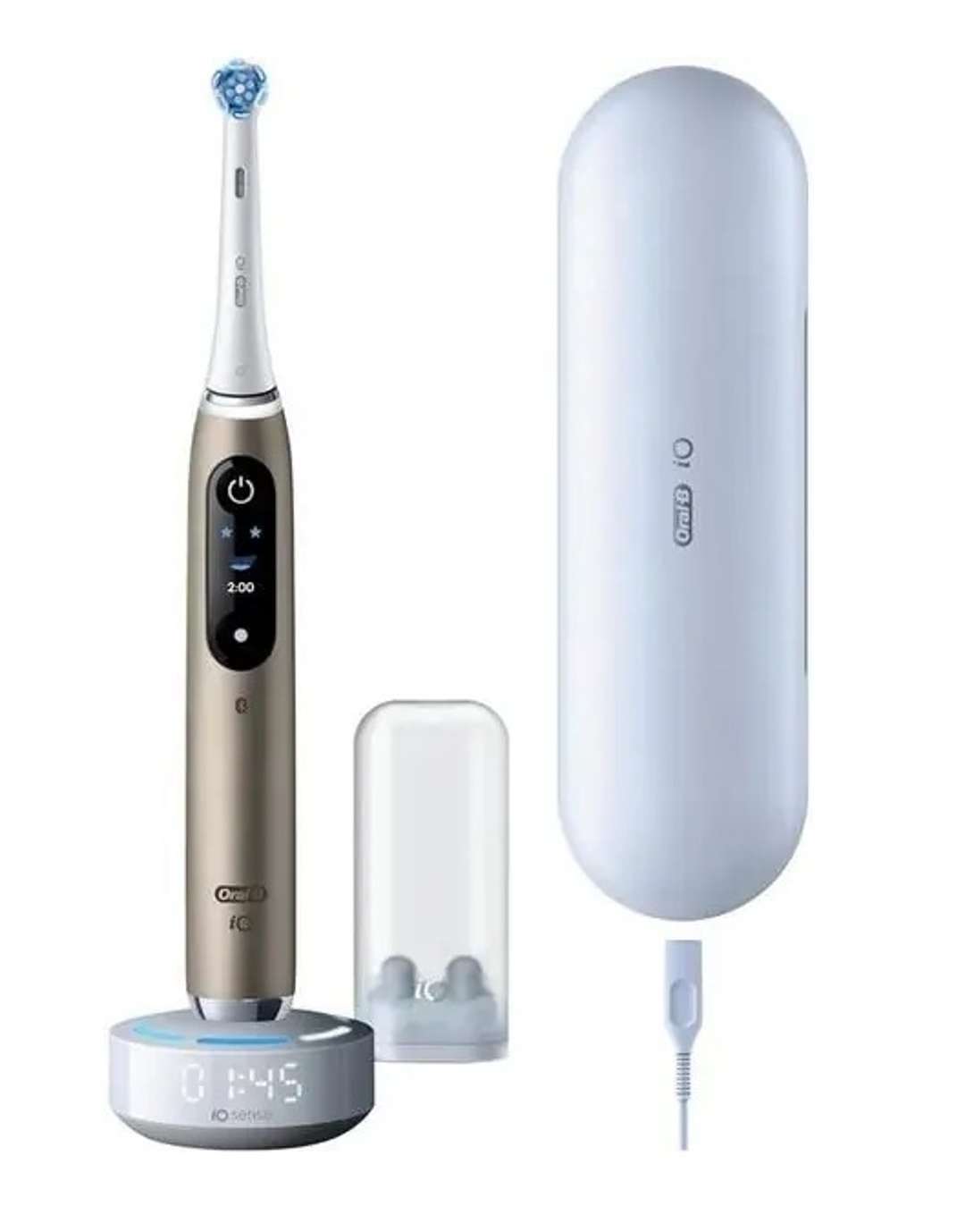 Oral-B Gold Weiß Elektrische Zahnbürste "Io Series 10" 1 Stk. Aufsteckbürsten Inkl. 1 Aufsteckbürste Io Sense Schnellladestation Lade-Reise-Etui von Baur - Image 8