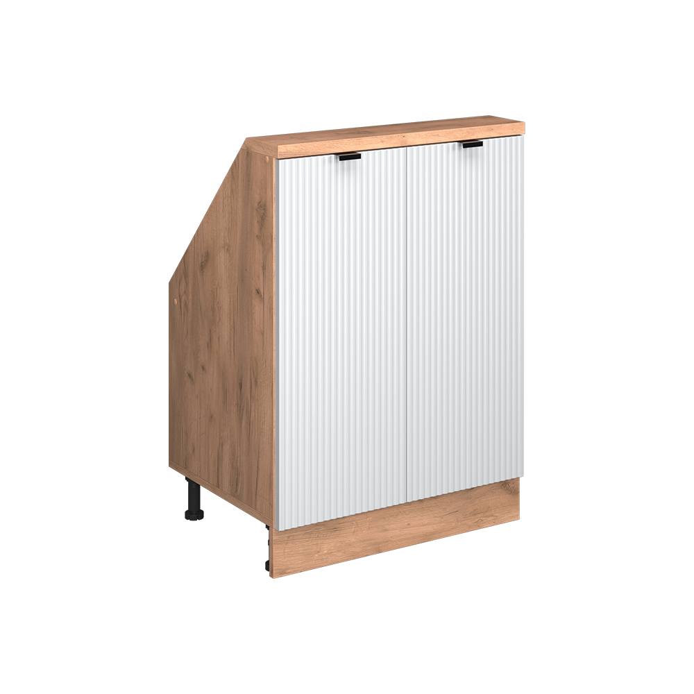 Dachschrägenschrank Rion, Weiß Riffel, 60 X 81.6 Cm Mit 2 Türen, Vicco
