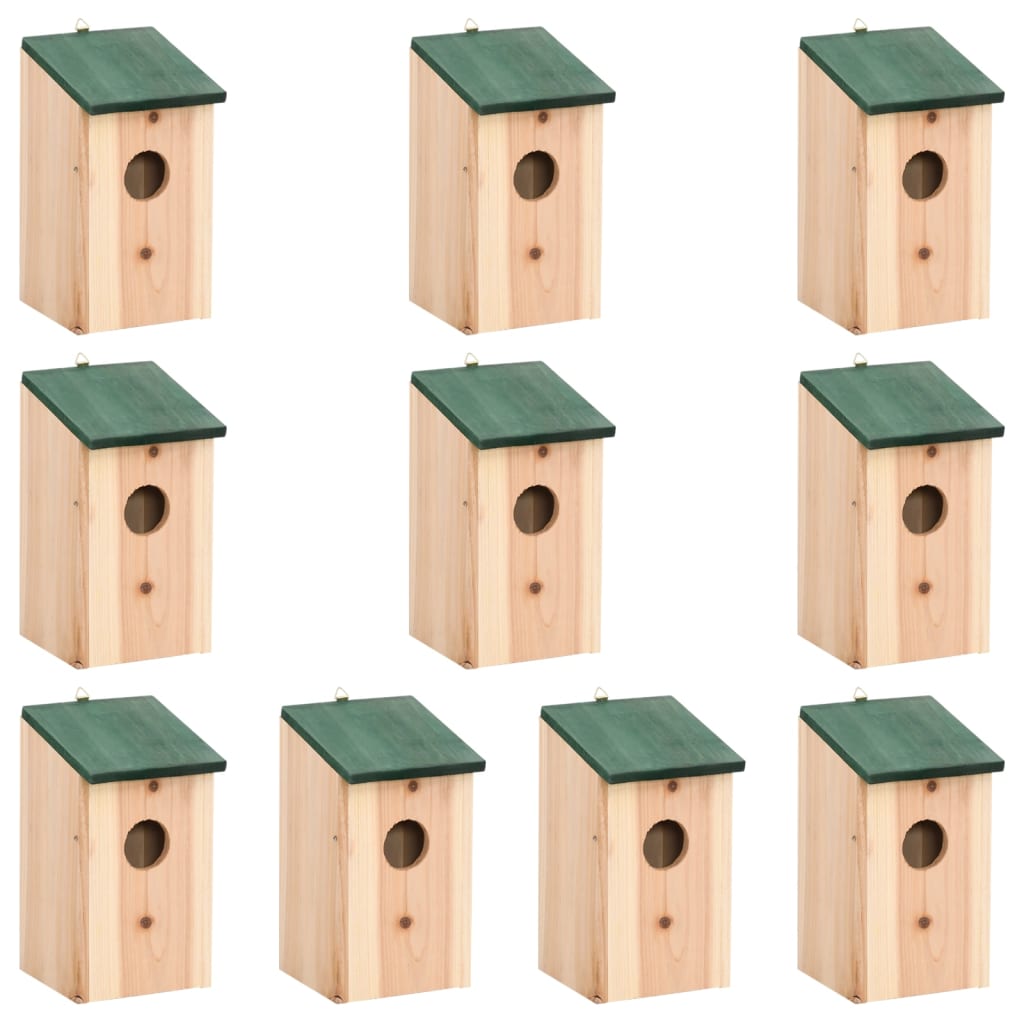 Vidaxl Braun - Vogelhäuser 10 Stk. Tanne Massivholz 12X12x22 Cm