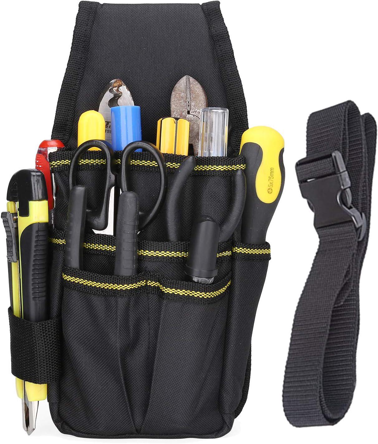 Pochette à outils de ceinture 25,5 x 12,5 x 3 cm en nylon 600D double épaisseur, noir