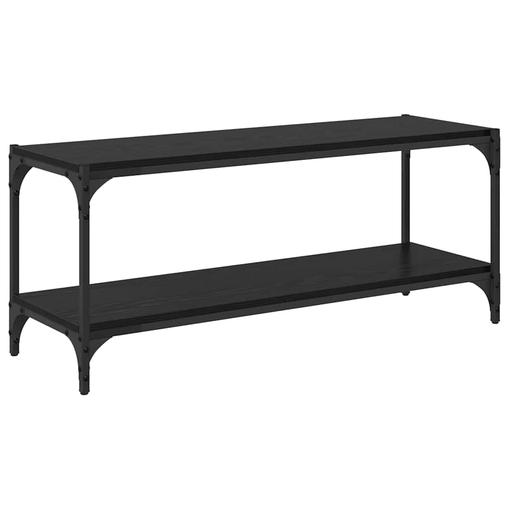 Vidaxl Tv Cabinet Black Oak 100 X 33 X 41 Cm Engineered Wood And Iron
