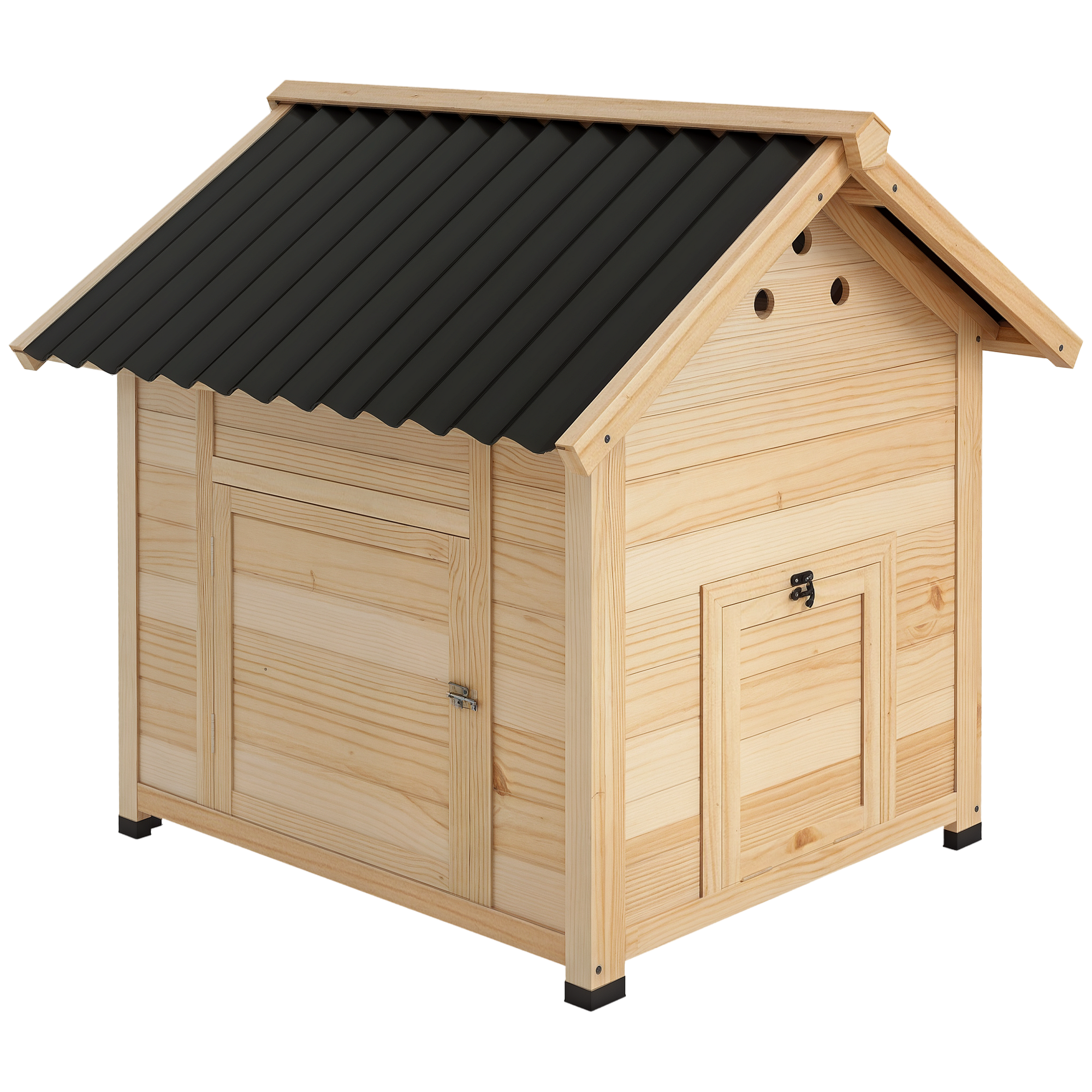 Pawhut Entenstall Aus Holz Entenhaus Mit Kippdach Geflügelstall Mit Doppeltür, Hühnerhaus Mit Herausnehmbarem Boden Gänsestall Hühnerstall Natur 78 X 90 X 92 Cm