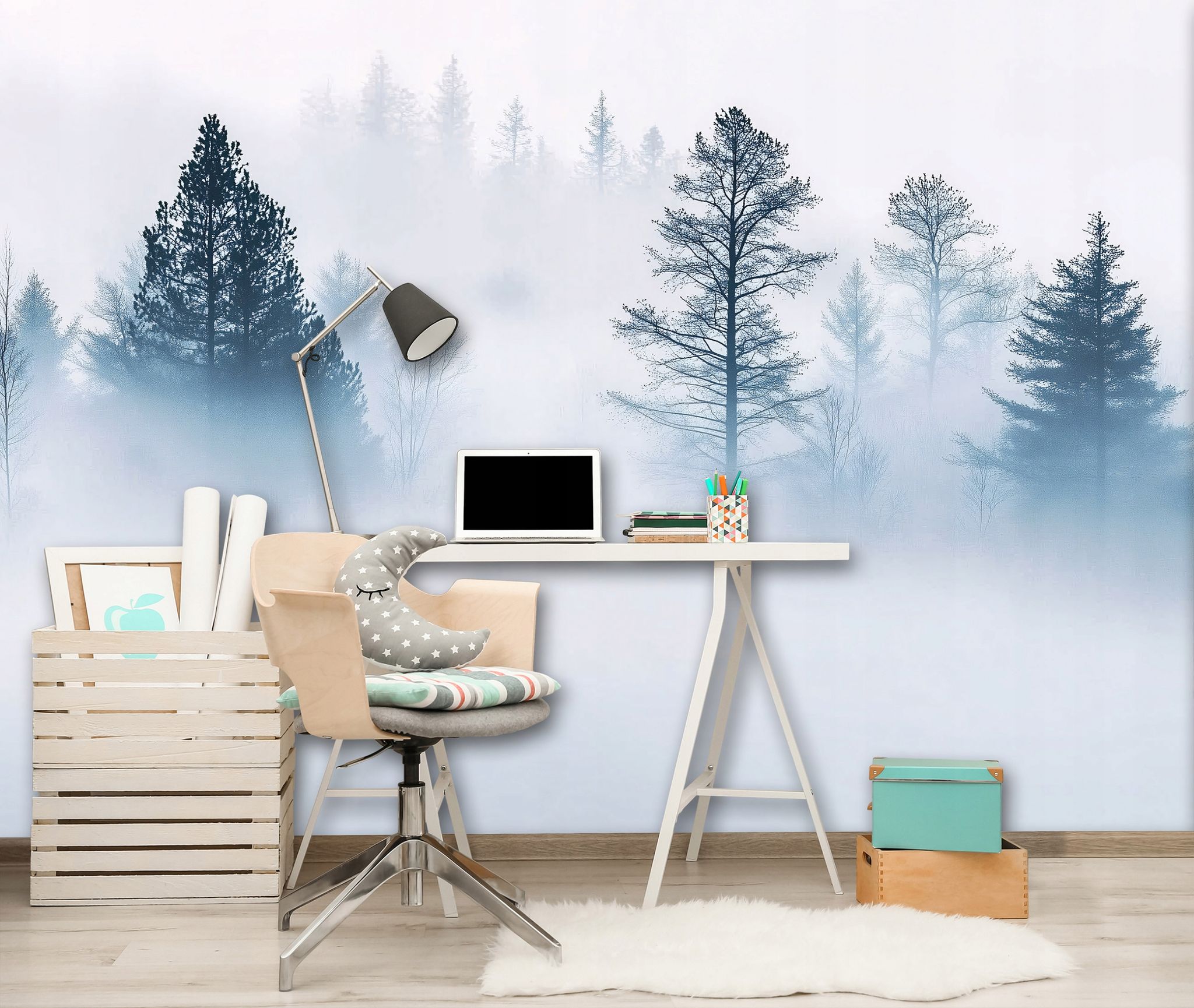 Wallarena Vlies Fototapete Wald Nebel Landschaft 150x105 Cm, Tapeten, Für Wohn Und Schlafzimmer, Vliestapete Wandtapete Tapete 3d Effekt- Inkl. Kleister -