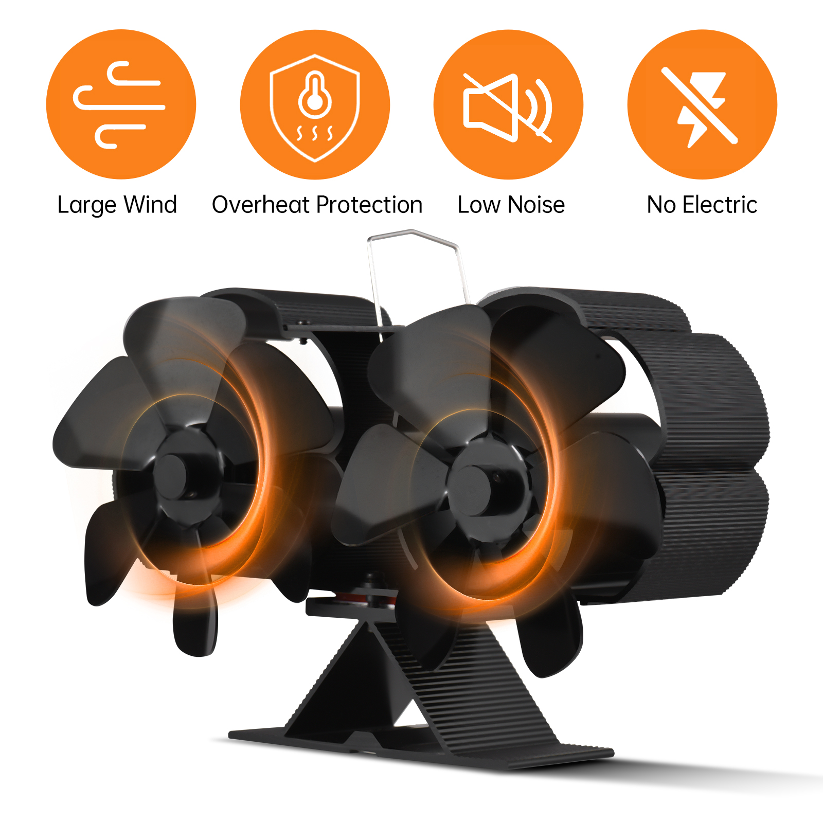 Ventilatore Per Stufa A 6 Pale - Ventilatore Silenzioso Per Bruciatore A Legna/ceppi Alimentato A Calore - Circolazione Del Calore Ecologica Per Caminetti [a+++]