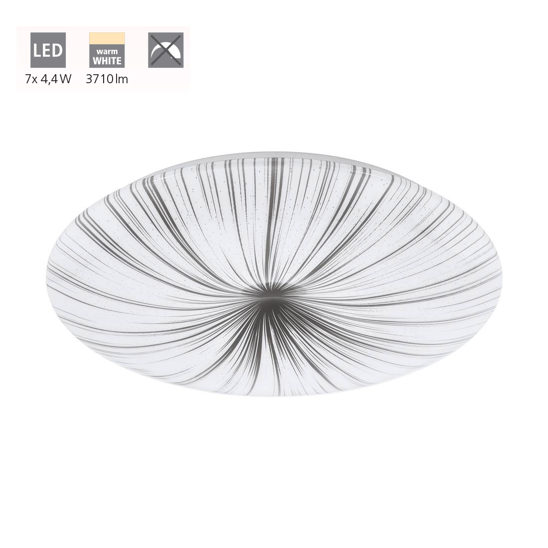 Eglo - Led Deckenleuchte Nieves Weiß Schwarz Ø 51 Cm Deckenlampen & Kronleuchter