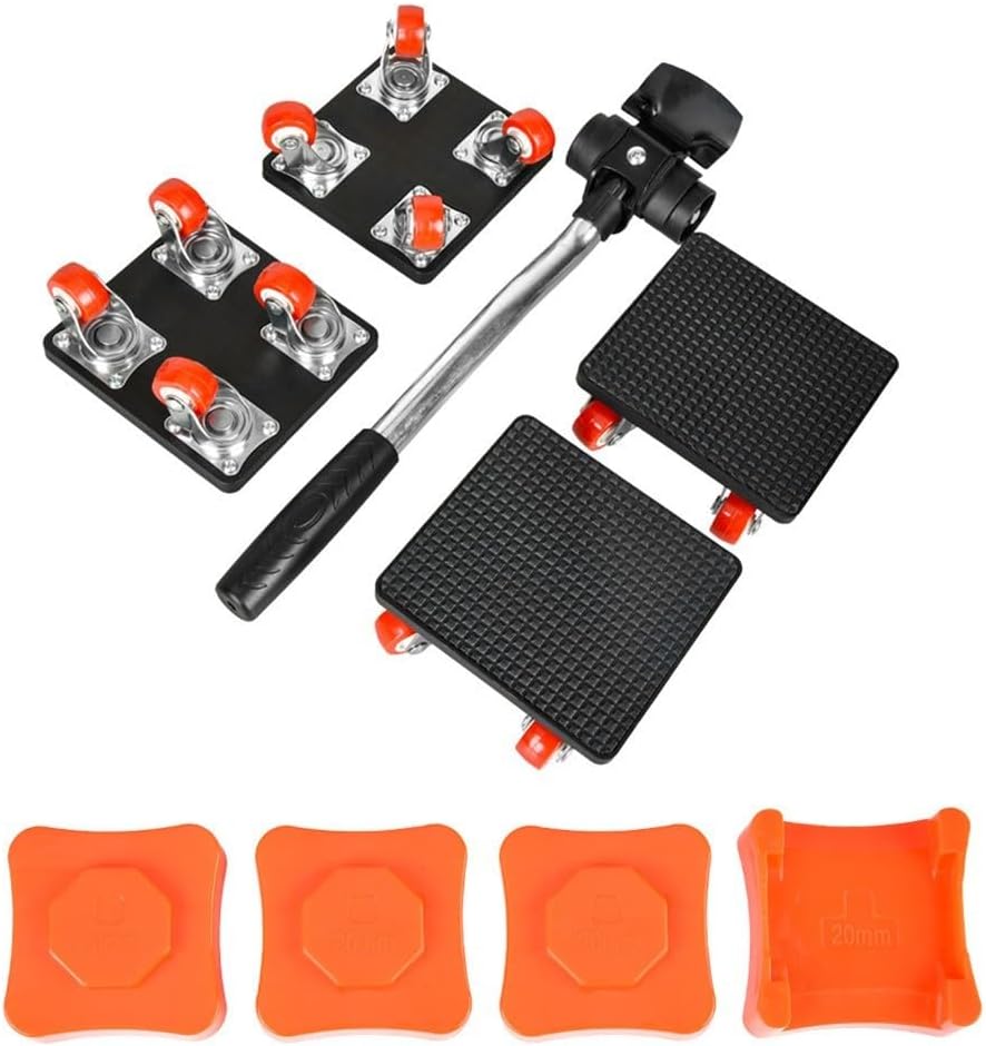 Chariot de déménagement rotatif à 360° en acier au carbone, charge 363 kg, réglable en hauteur, lot de 4