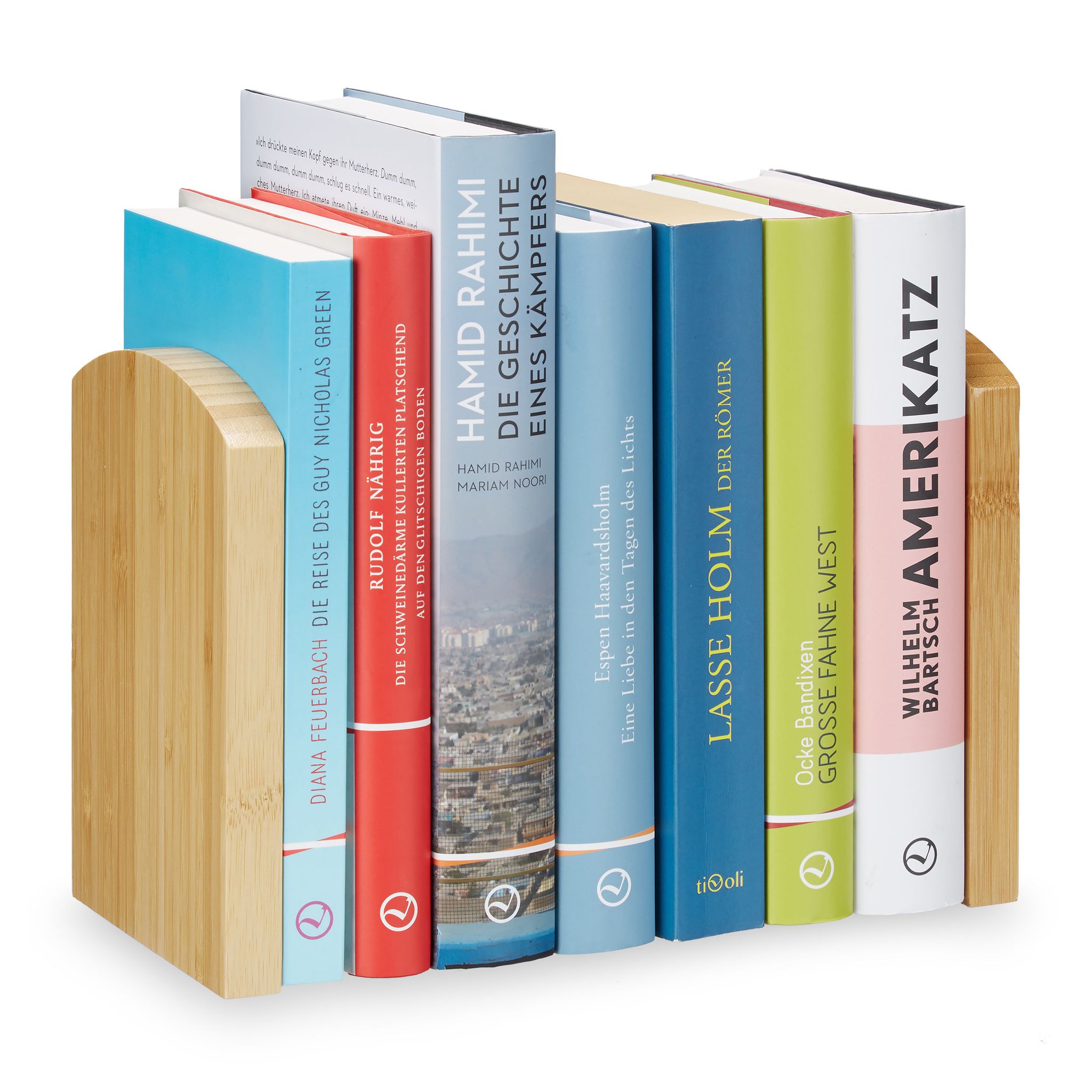 Relaxdays Natürlich Buchstütze 2Teilig, Buchtrenner Für Cds, Dvds U. Bücher, Buchwinkel Aus Bambus, Hbt: 17X11,5X12,5 Cm, Natur