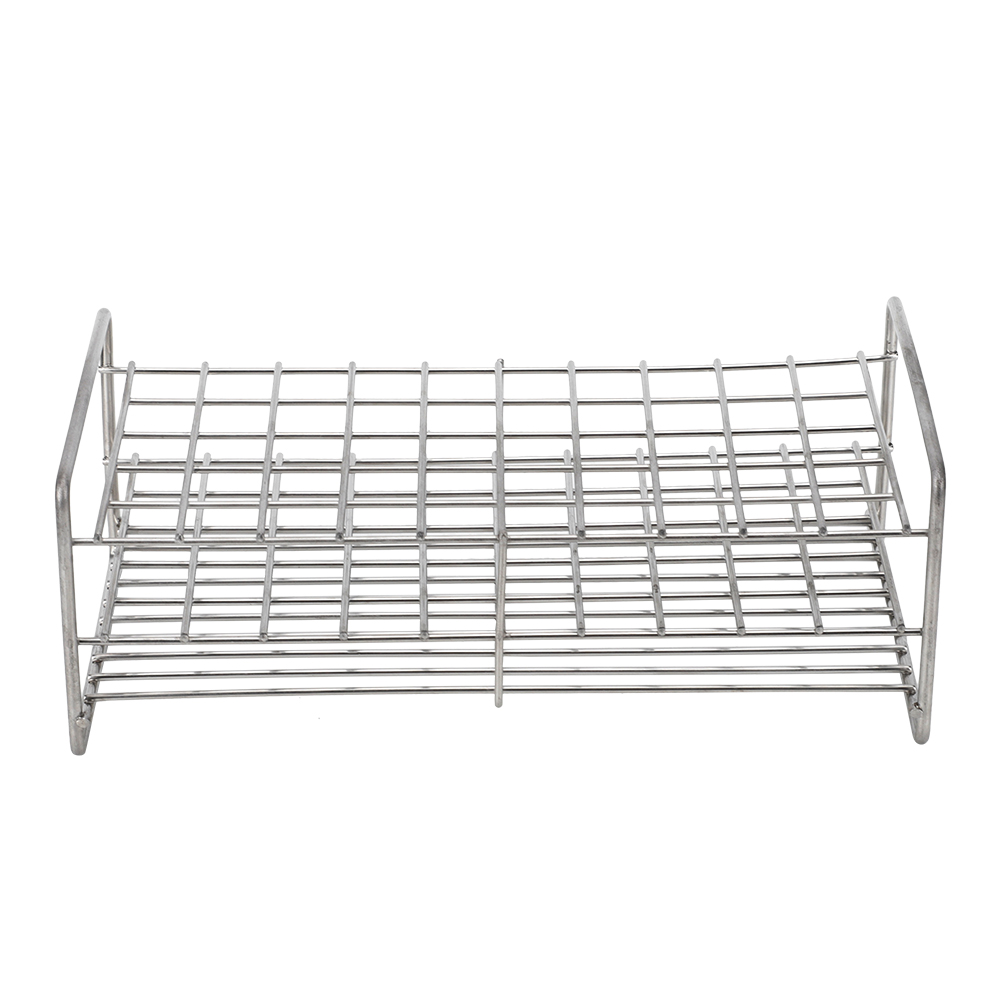 Porte-tubes de laboratoire en acier inoxydable, 50 emplacements, support à trous carrés avec poignée
