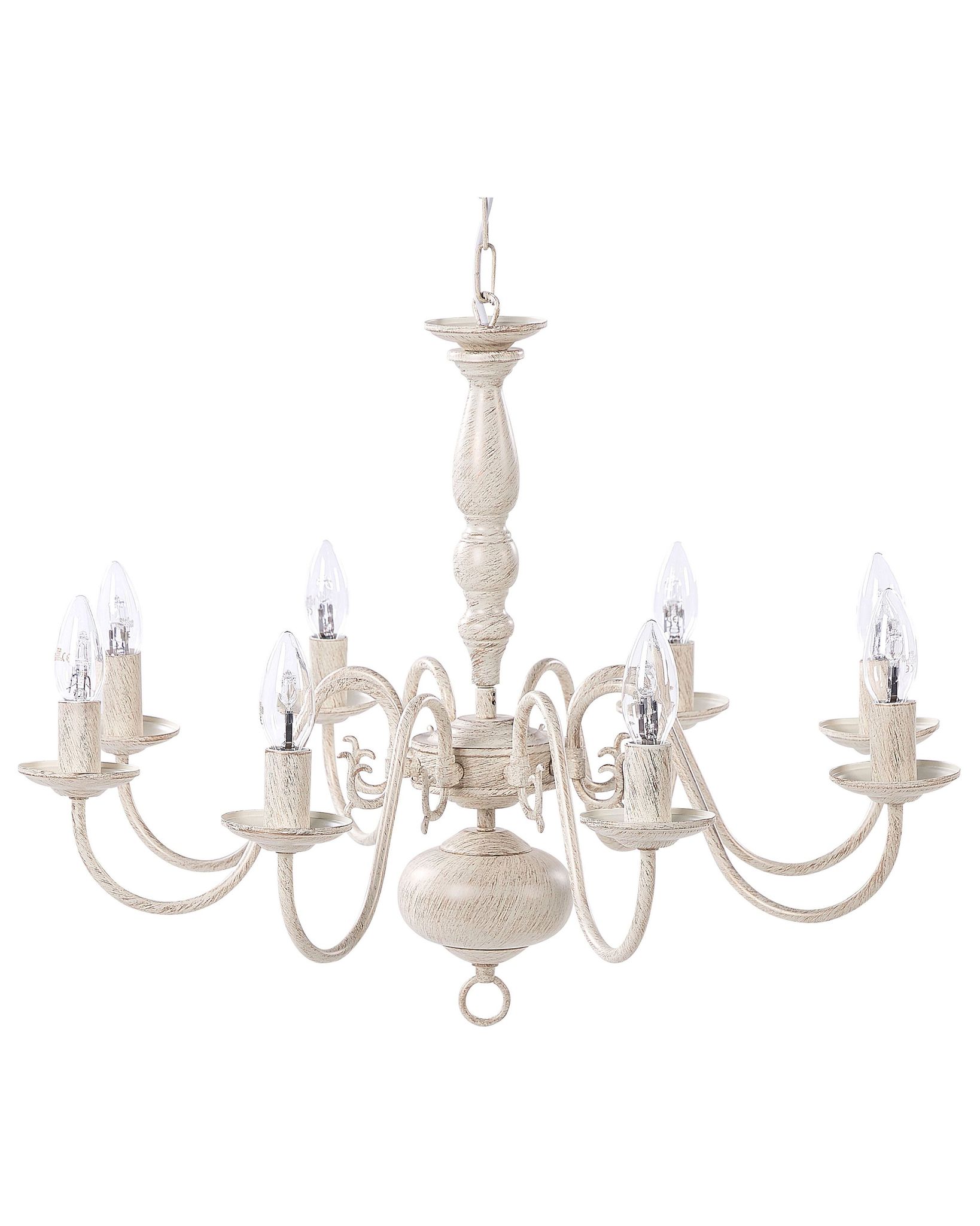 Beliani - Chandelier 8 Light Candle Bulbs Vintage Style Off White Finish Brithon