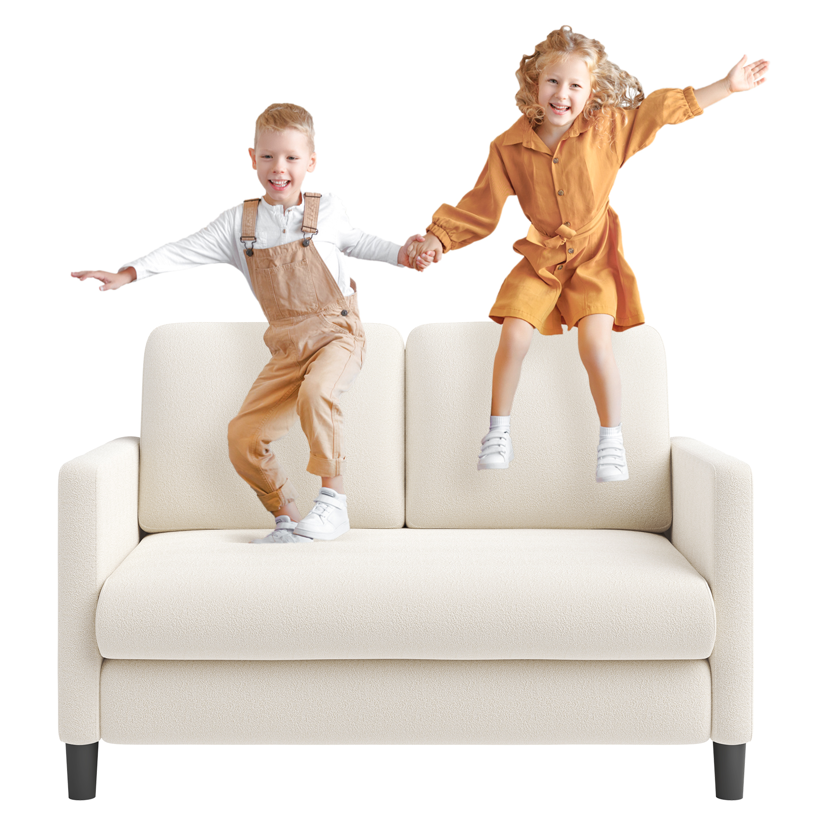 Yoleo – Canapé 2 Places Convertible En Velours Teddy – Mini Canapé