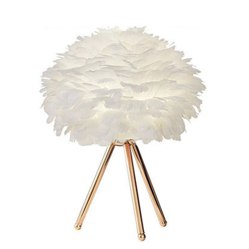 Sjlerst - Lampe De Table Led Plume Avec Bouton Poussoir Lumière Tamisée