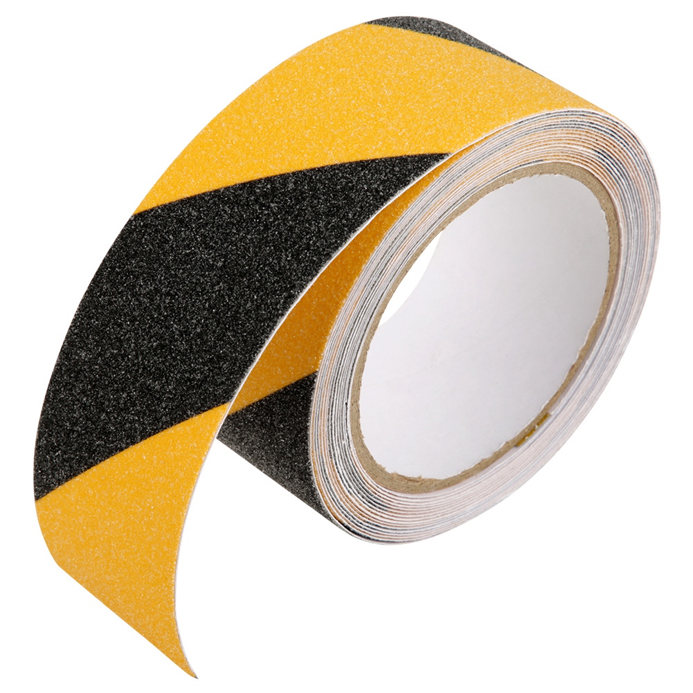Ruban antidérapant autocollant en PVC et carbure de silicium, 5 cm x 5 m, jaune et noir
