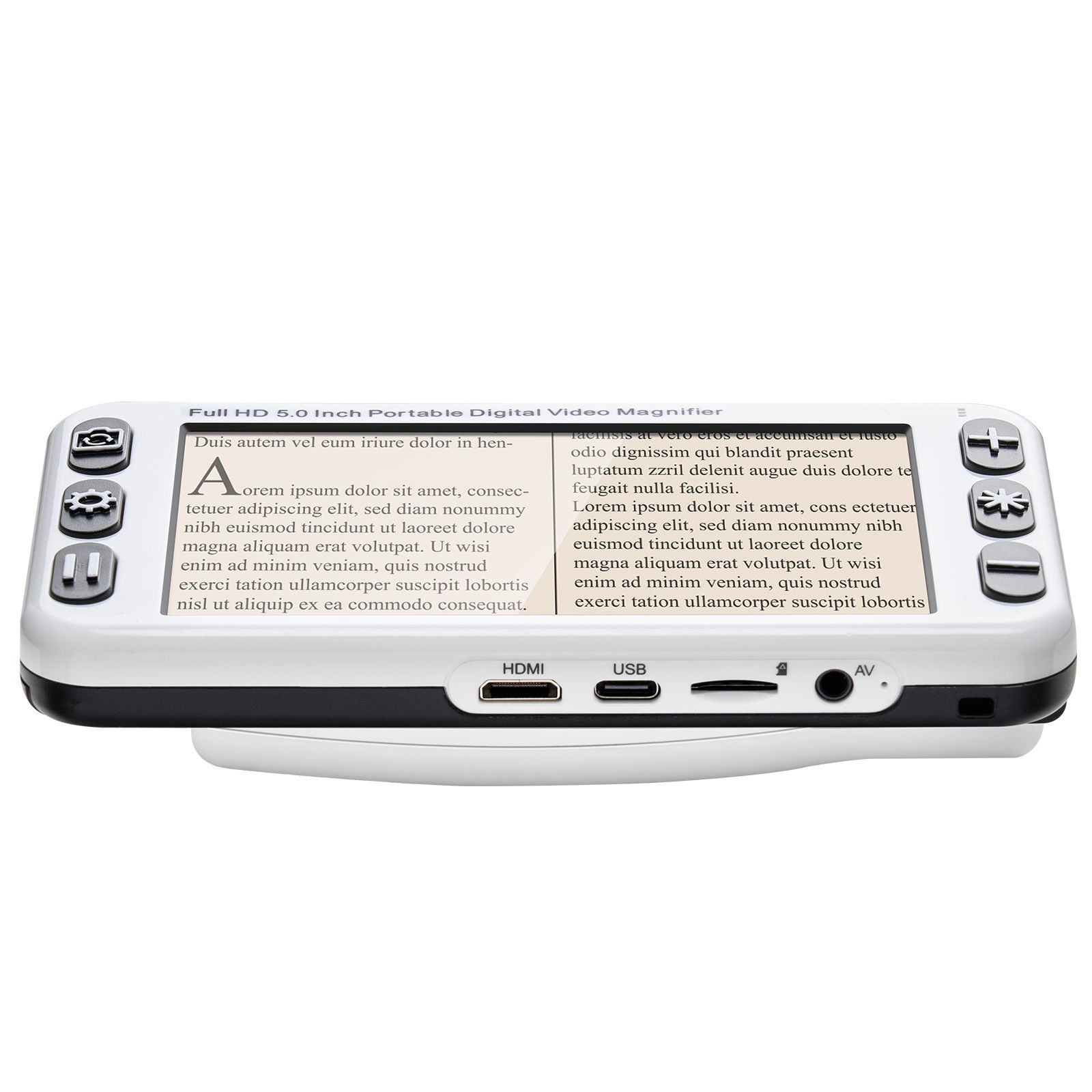 Loupe électronique portable 2x-48x avec écran LCD 5 pouces, double caméra 13MP, 26 modes couleur, poignée pliable