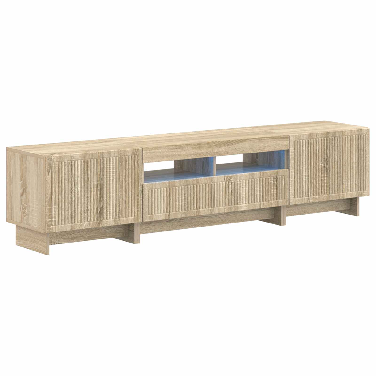 Vidaxl Braun 3-Teiliges Led Tv Regal Ede Sonoma-Eiche Holzwerkstoff