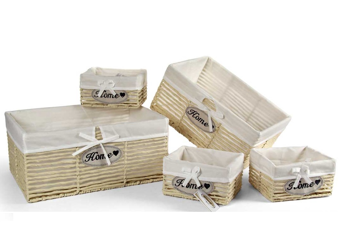Set 5 Ceste In Tesuto 44 39 22 Cm Di Colore Beige