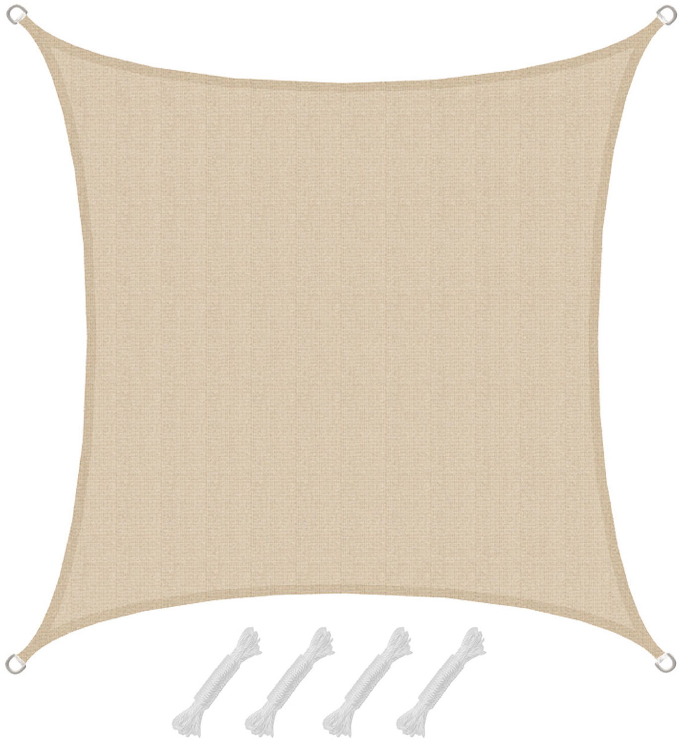 Amanka - Uv Sonnensegel 3x3 M Hdpe Quadrat Sonnenschutz Überdachung Garten Balkon Beige