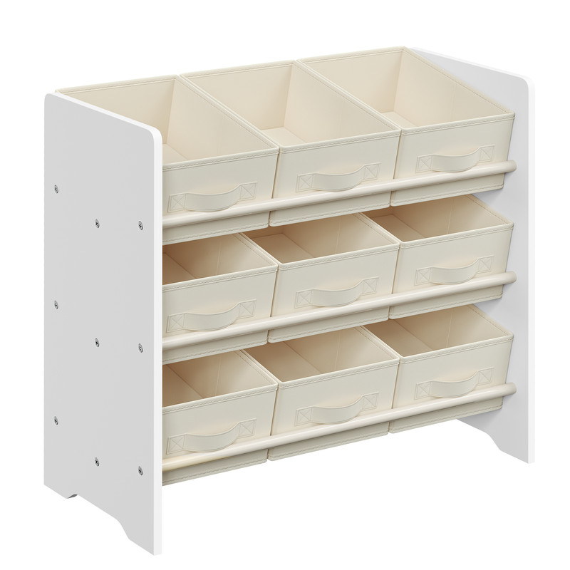 Tagère À Jouets Pour Enfants, Étagère À Livres Pour Enfants, 9 Boîtes De Rangement En Tissu Non-tissé, Étagère Pour Chambre D'Enfant, Spacieuse, 62,5 X 29,5 X 60 Cm, Blanc Nuage - Songmics