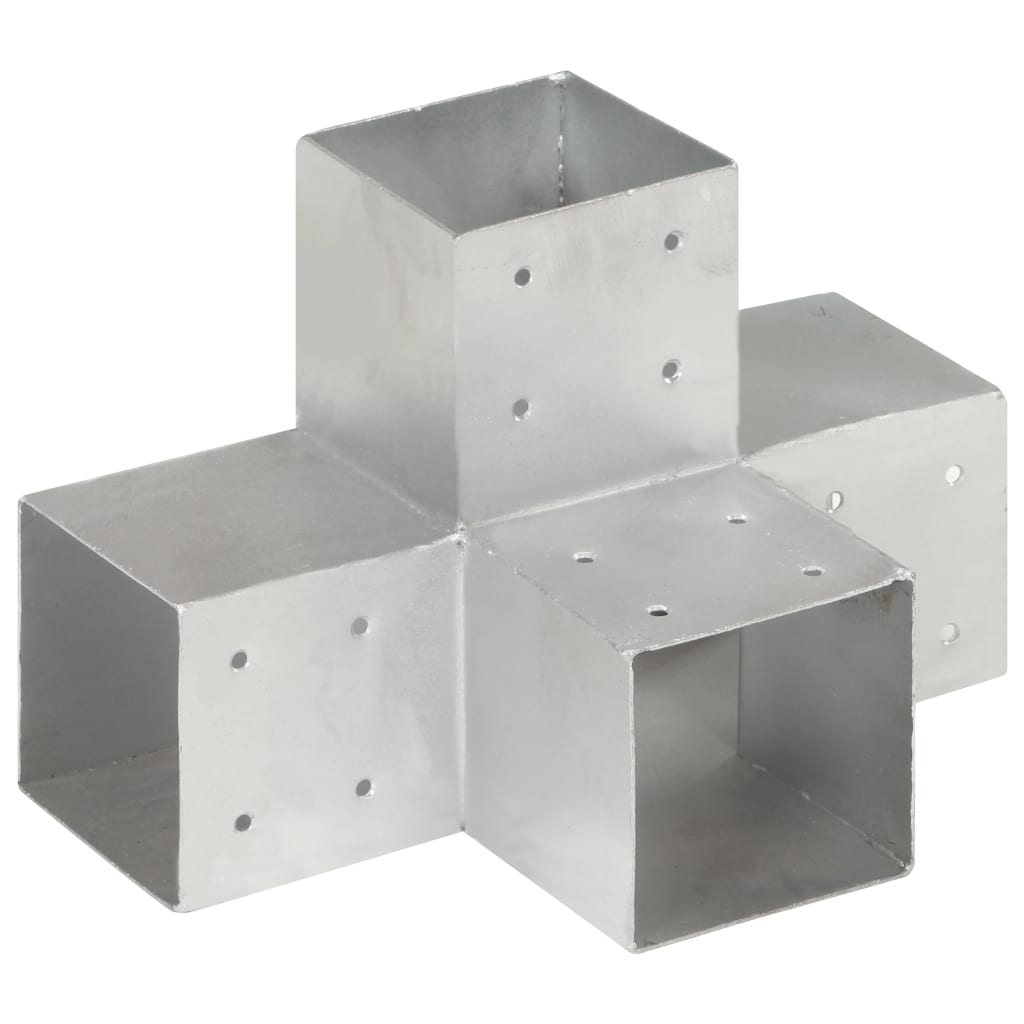 Vidaxl - Post Connector X Shape Galvanised Metal 101x101 Mm