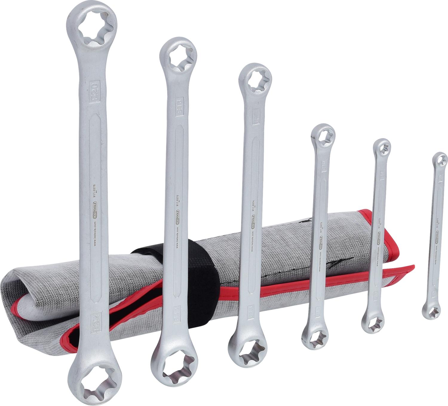 KS TOOLS Doppel-Ringschlüsselsatz E-Profil E6–E24 – matt satiniert - Bild 2